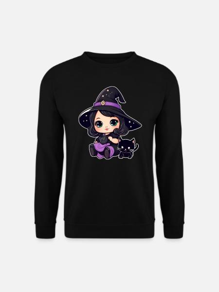 Cute witch with black cat - Unisex Sweatshirt - black