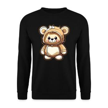 Cute Teddy Bear - Unisex Sweatshirt - black - Front - Alina (178cm) & Michal (187cm)