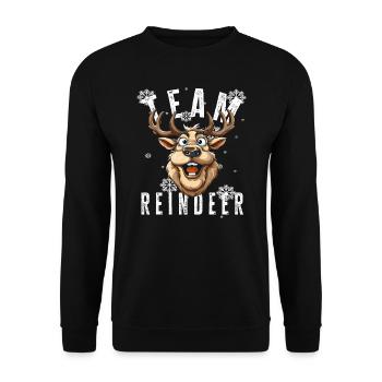 Christmas Motif Reindeer Xmas Team Reindeer - Unisex Sweatshirt - black - Front - Alina (178cm) & Michal (187cm)