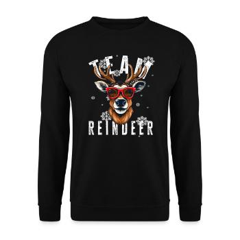 Christmas Motif Reindeer Xmas Team Reindeer - Unisex Sweatshirt - black - Front - Alina (178cm) & Michal (187cm)