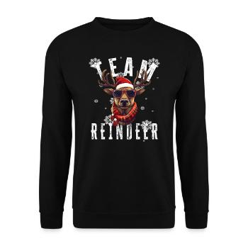 Christmas Motif Reindeer Xmas Team Reindeer - Unisex Sweatshirt - black - Front - Alina (178cm) & Michal (187cm)
