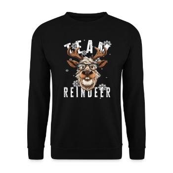 Christmas Motif Reindeer Xmas Team Reindeer - Unisex Sweatshirt - black - Front - Alina (178cm) & Michal (187cm)