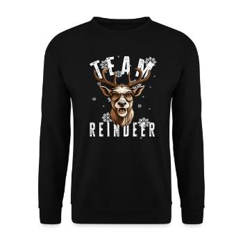 Christmas Motif Reindeer Xmas Team Reindeer - Unisex Sweatshirt - black - Front - Alina (178cm) & Michal (187cm)