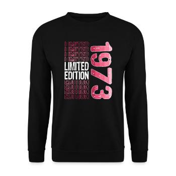 Edition limitée depuis 1973 Anniversaire Millésime 1973 - Sweat-shirt Unisexe - noir - Devant - Alina (178cm) & Michal (187cm)