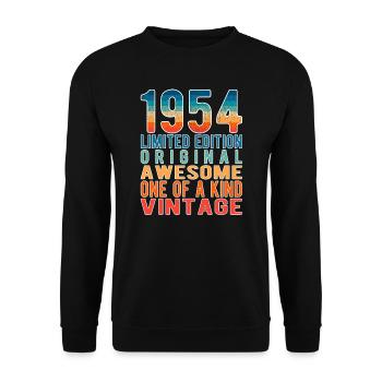 Edition limitée depuis 1954 Anniversaire Millésime 1954 - Sweat-shirt Unisexe - noir - Devant - Alina (178cm) & Michal (187cm)