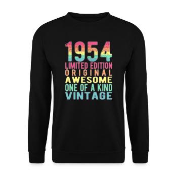 Edition limitée depuis 1954 Anniversaire Millésime 1954 - Sweat-shirt Unisexe - noir - Devant - Alina (178cm) & Michal (187cm)