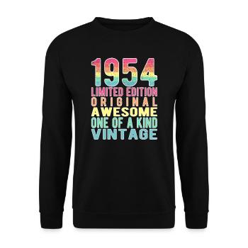 Edition limitée depuis 1954 Anniversaire Millésime 1954 - Sweat-shirt Unisexe - noir - Devant - Alina (178cm) & Michal (187cm)