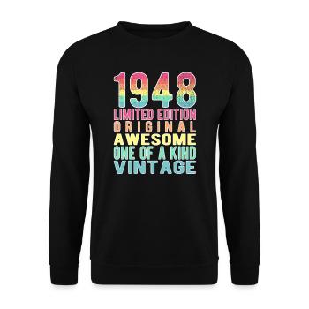 Edition limitée depuis 1948 Anniversaire Millésime 1948 - Sweat-shirt Unisexe - noir - Devant - Alina (178cm) & Michal (187cm)