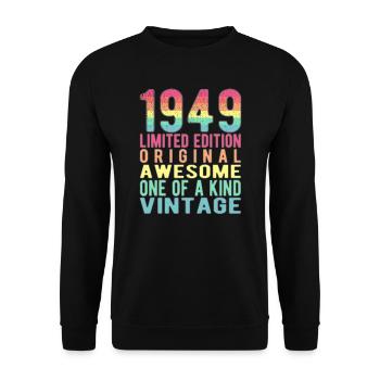Edition limitée depuis 1949 Anniversaire Millésime 1949 - Sweat-shirt Unisexe - noir - Devant - Alina (178cm) & Michal (187cm)