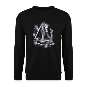 Sailboat with anchor gift - Unisex Sweatshirt - black - Front - Alina (178cm) & Michal (187cm)