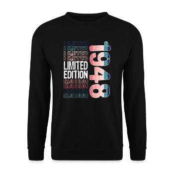 Edition limitée depuis 1948 Anniversaire Millésime 1948 - Sweat-shirt Unisexe - noir - Devant - Alina (178cm) & Michal (187cm)