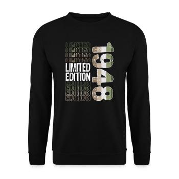 Edition limitée depuis 1948 Anniversaire Millésime 1948 - Sweat-shirt Unisexe - noir - Devant - Alina (178cm) & Michal (187cm)