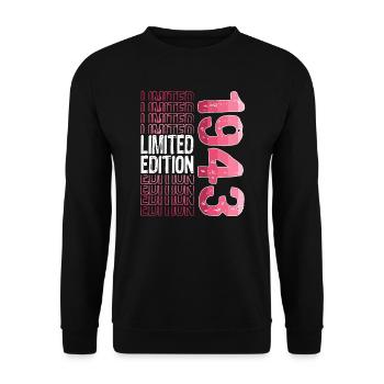 Édition limitée depuis 1943 Anniversaire Millésime 1943 - Sweat-shirt Unisexe - noir - Devant - Alina (178cm) & Michal (187cm)