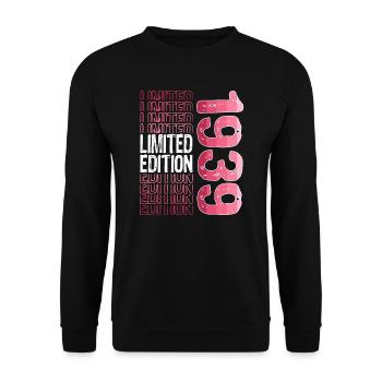 Edition limitée depuis 1939 Anniversaire Millésime 1939 - Sweat-shirt Unisexe - noir - Devant - Alina (178cm) & Michal (187cm)