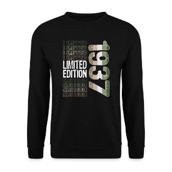 Edition limitée depuis 1937 Anniversaire Millésime 1937 - Sweat-shirt Unisexe - noir - Devant - Alina (178cm) & Michal (187cm)