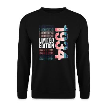 Edition Limitée Depuis 1934 Anniversaire Millésime 1934 - Sweat-shirt Unisexe - noir - Devant - Alina (178cm) & Michal (187cm)