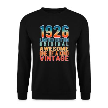 Limited Edition Since 1926 Birthday Vintage 1926 - Unisex Sweatshirt - black - Front - Alina (178cm) & Michal (187cm)