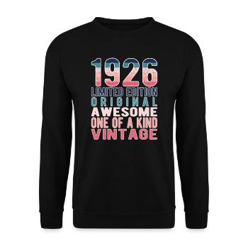 Limited Edition Since 1926 Birthday Vintage 1926 - Unisex Sweatshirt - black - Front - Alina (178cm) & Michal (187cm)