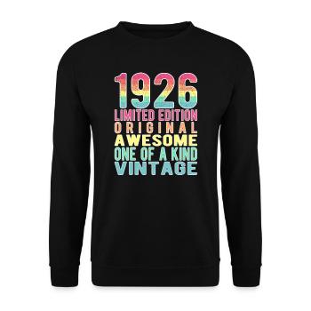 Limited Edition Since 1926 Birthday Vintage 1926 - Unisex Sweatshirt - black - Front - Alina (178cm) & Michal (187cm)