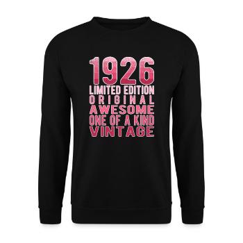 Limited Edition Since 1926 Birthday Vintage 1926 - Unisex Sweatshirt - black - Front - Alina (178cm) & Michal (187cm)