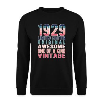 Limited Edition Since 1929 Birthday Vintage 1929 - Unisex Sweatshirt - black - Front - Alina (178cm) & Michal (187cm)