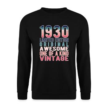 Limited Edition Since 1930's Birthday Vintage 1930's - Unisex Sweatshirt - black - Front - Alina (178cm) & Michal (187cm)
