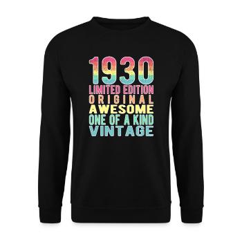 Limited Edition Since 1930 Birthday Vintage 1930's - Unisex Sweatshirt - black - Front - Alina (178cm) & Michal (187cm)