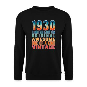 Limited Edition Since 1930 Birthday Vintage 1930's - Unisex Sweatshirt - black - Front - Alina (178cm) & Michal (187cm)