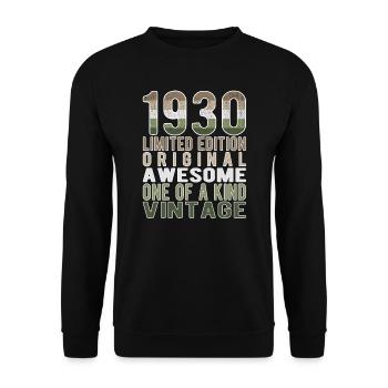 Limited Edition Since 1930 Birthday Vintage 1930's - Unisex Sweatshirt - black - Front - Alina (178cm) & Michal (187cm)