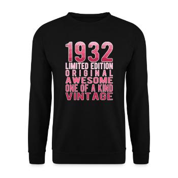 Edition limitée depuis 1932 Anniversaire Millésime 1932 - Sweat-shirt Unisexe - noir - Devant - Alina (178cm) & Michal (187cm)