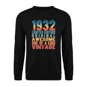 Edition limitée depuis 1932 Anniversaire Millésime 1932 - Sweat-shirt Unisexe - noir - Devant - Alina (178cm) & Michal (187cm)