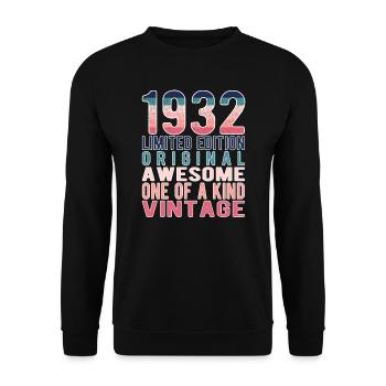 Edition limitée depuis 1932 Anniversaire Millésime 1932 - Sweat-shirt Unisexe - noir - Devant - Alina (178cm) & Michal (187cm)