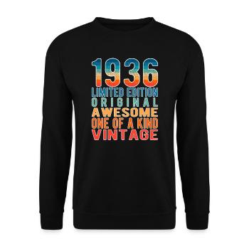 Edition limitée depuis 1936 Anniversaire Millésime 1936 - Sweat-shirt Unisexe - noir - Devant - Alina (178cm) & Michal (187cm)