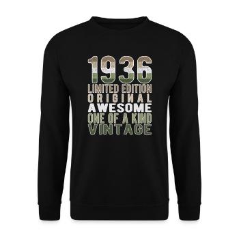 Edition limitée depuis 1936 Anniversaire Millésime 1936 - Sweat-shirt Unisexe - noir - Devant - Alina (178cm) & Michal (187cm)