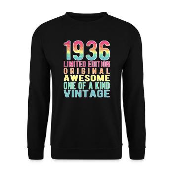Edition limitée depuis 1936 Anniversaire Millésime 1936 - Sweat-shirt Unisexe - noir - Devant - Alina (178cm) & Michal (187cm)