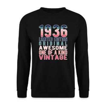 Edition limitée depuis 1936 Anniversaire Millésime 1936 - Sweat-shirt Unisexe - noir - Devant - Alina (178cm) & Michal (187cm)