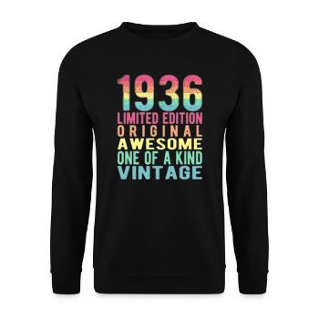 Edition limitée depuis 1936 Anniversaire Millésime 1936 - Sweat-shirt Unisexe - noir - Devant - Alina (178cm) & Michal (187cm)
