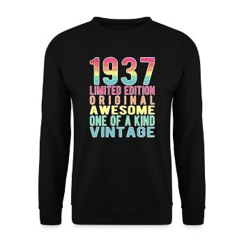 Edition limitée depuis 1937 Anniversaire Millésime 1937 - Sweat-shirt Unisexe - noir - Devant - Alina (178cm) & Michal (187cm)