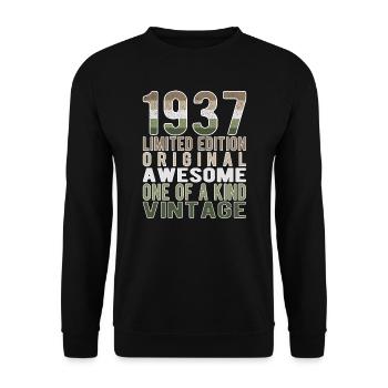 Edition limitée depuis 1937 Anniversaire Millésime 1937 - Sweat-shirt Unisexe - noir - Devant - Alina (178cm) & Michal (187cm)