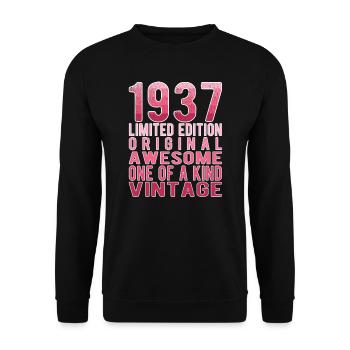 Limited Edition Since 1937 Birthday Vintage 1937 - Unisex Sweatshirt - black - Front - Alina (178cm) & Michal (187cm)