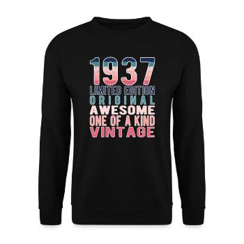 Edition limitée depuis 1937 Anniversaire Millésime 1937 - Sweat-shirt Unisexe - noir - Devant - Alina (178cm) & Michal (187cm)