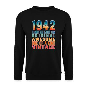 Limited Edition seit 1942 Geburtstag Vintage 1942 - Unisex Pullover - Schwarz - Vorne - Alina (178cm) & Michal (187cm)