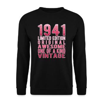 Edition limitée depuis 1941 Anniversaire Millésime 1941 - Sweat-shirt Unisexe - noir - Devant - Alina (178cm) & Michal (187cm)