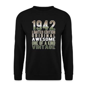 Limited Edition seit 1942 Geburtstag Vintage 1942 - Unisex Pullover - Schwarz - Vorne - Alina (178cm) & Michal (187cm)