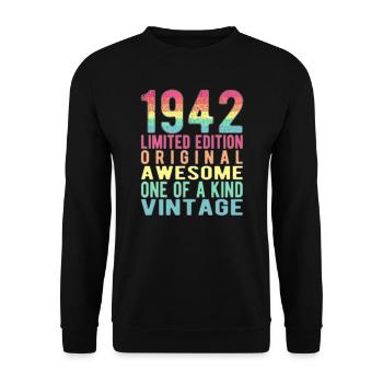 Limited Edition seit 1942 Geburtstag Vintage 1942 - Unisex Pullover - Schwarz - Vorne - Alina (178cm) & Michal (187cm)
