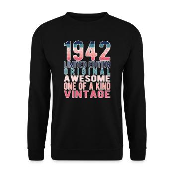 Limited Edition seit 1942 Geburtstag Vintage 1942 - Unisex Pullover - Schwarz - Vorne - Alina (178cm) & Michal (187cm)