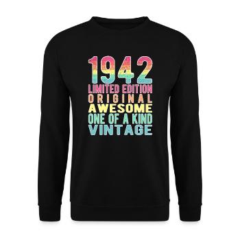 Limited Edition seit 1942 Geburtstag Vintage 1942 - Unisex Pullover - Schwarz - Vorne - Alina (178cm) & Michal (187cm)