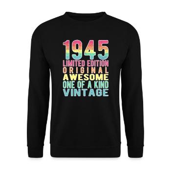 Limited Edition Since 1945 Birthday Vintage 1945 - Unisex Sweatshirt - black - Front - Alina (178cm) & Michal (187cm)