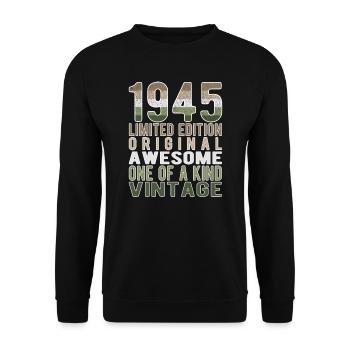 Limited Edition Since 1945 Birthday Vintage 1945 - Unisex Sweatshirt - black - Front - Alina (178cm) & Michal (187cm)