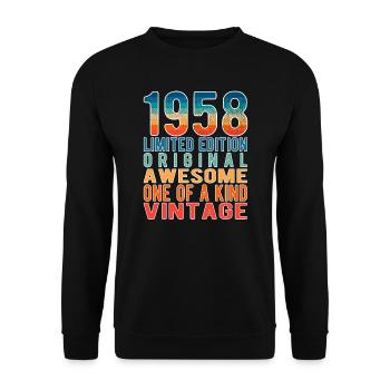 Edition limitée depuis 1958 Anniversaire Millésime 1958 - Sweat-shirt Unisexe - noir - Devant - Alina (178cm) & Michal (187cm)